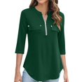 thumbnail image 1 of yunLCZ Womens Long Sleeve Shirts Women's Spring/Summer Seven Point Cuff Bag Solid Color Zipper Long Sleeve T Shirt Womens Long Sleeve Shirts, 1 of 3