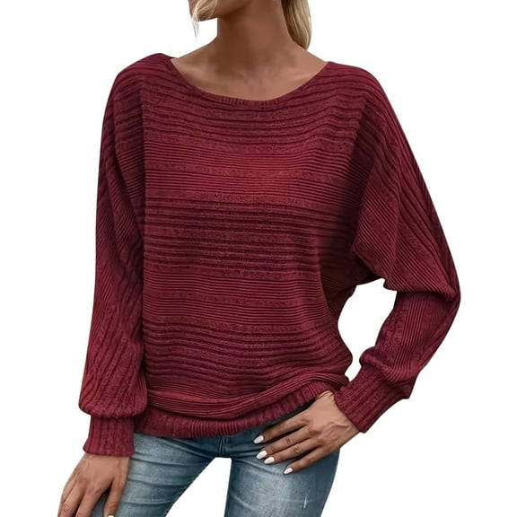 yunLCZ Womens Long Sleeve Shirts Women's Sweaters Off The Shoulder 2024 Fall Batwing Casual Loose Fashion Sweater Pullovers Womens Long Sleeve Shirts