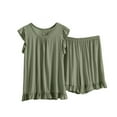 thumbnail image 1 of yunLCZ Womens Nightgowns Ladies' Spring And Summer Solid Color Casual Drawstring Shorts Short Sleeve Pajamas Women's Shorts Home Set Sleepdress, 1 of 1