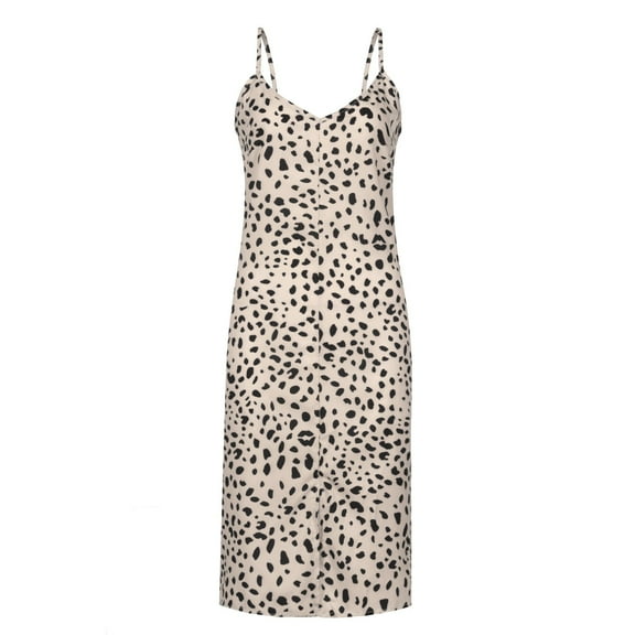 yunLCZ Womens Nightgowns Long V Neck Slip Women Leopard Print Dresses Summer Camisole Dress Mini Elegant Casual Summer Sleeveless
