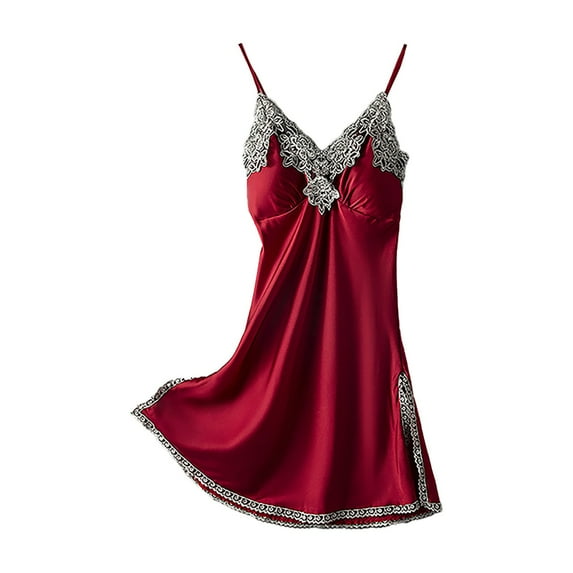 yunLCZ Womens Nightgowns Pajamas Women's Summer Thin Silk Suspender Nightgown Two Piece Suit Sleepdress