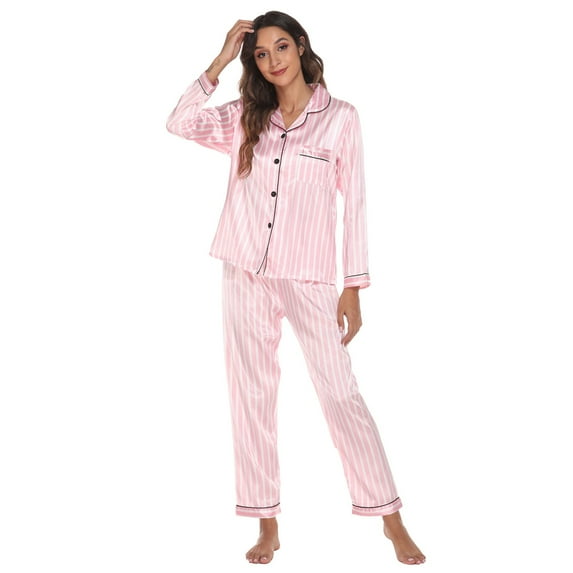 yunLCZ Womens Nightgowns Women Fashion Pajama Printing Sets Long Sleeve Button Down Sleepwear Nightwear Soft Pjs Lounge Sets Nightdress for women