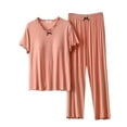 thumbnail image 1 of yunLCZ Womens Nightgowns Women's Pajama Set 2 Matching Set Short Sleeve Top And Pants Set With Pockets Nightshirt, 1 of 4