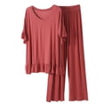 thumbnail image 1 of yunLCZ Womens Nightgowns Women's Pajama Set Layer Short Sleeve Top And Long Pants Sleepwear, 1 of 3