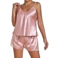 thumbnail image 1 of yunLCZ Womens Nightgowns Women's Sexy Silk Satin Ruffled Pajamas Sets Shorts Sets Sleepwear Satin Pajamas Shorts Set Nightwear Pajamas Set Nightdress for women, 1 of 1