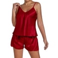 thumbnail image 1 of Gkeoshab Womens Nightgowns Women's Silk Satin Ruffled Pajamas Sets Shorts Sets Sleepwear Satin Pajamas Shorts Set Nightwear Pajamas Set Sleepwear, 1 of 1