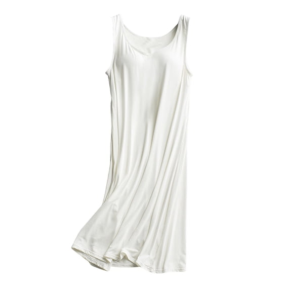 yunLCZ Womens Nightgowns Women's Solid Color With Bra Pads Bra One Tank Top Dresses Sleepdress