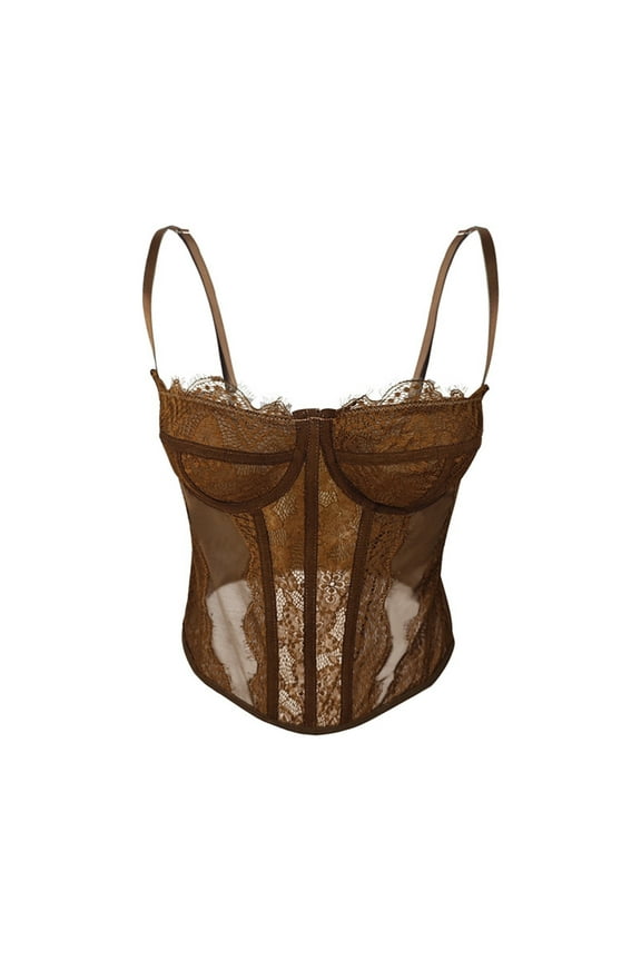 yunLCZ Womens Waist Trainer Corset Lace Corset Tops For Women Lace Bustier Corset Top With Straps Women Corset Going Out Crop Top