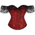 thumbnail image 1 of yunLCZ Womens Waist Trainer Corset Women Floral Lace Off Shoulder Corset Bustier Boned Overbust Corset Bodyshaper Lingerie Top, 1 of 2