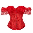 thumbnail image 1 of yunLCZ Womens Waist Trainer Corset Women Floral Lace Off Shoulder Corset Bustier Boned Overbust Corset Bodyshaper Lingerie Top, 1 of 3