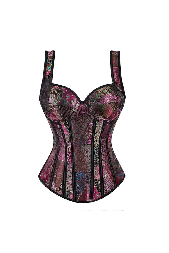 yunLCZ Womens Waist Trainer Corset Women'S Gothic Corset Bustier Waist Cincher Underbust Corset Vest Tank Top Embroidery Corset Top Plus Size Corset Top