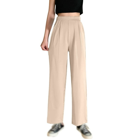 yunLXC Clothing Plus Size Pants for Women 2025 New Women's High Waisted Straight Leg Casual Trousers plus size work pants for women A S