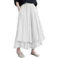 thumbnail image 1 of yunLXC Clearance Sale Casual Pants for Women Cotton And Linen Wide Leg Pants Artistic Solid Color Cropped Pants Women's Skirt Pants plus size work pants for women White A, 1 of 5