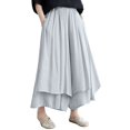 thumbnail image 1 of yunLXC Clearance Sale Summer Pants for Women Cotton And Linen Wide Leg Pants Artistic Solid Color Cropped Pants Women's Skirt Pants lightweight summer pants for women breathable Grey A, 1 of 5