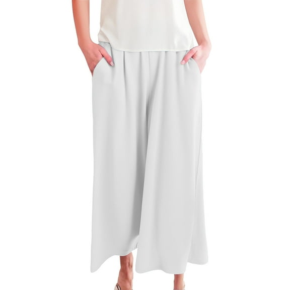 yunLXC Clearance Sale Summer Pants for Women Skirt Pants Women's Summer 2025 Waist Slimming A Line Skirt Casual Small And Fashionable Wide Leg Pants plus size work pants for women White XXL
