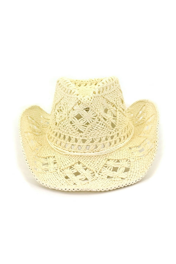 Cowboy Beige Straw Cowboy Hat for Women and Men with Shapeable Wide Brim Sun Beach Western Cowgirl Hat