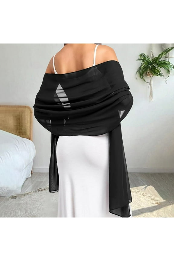 Clearance Sales Shawls and Wraps Women Black Womens Scarf Shawl Chiffon Bridal Soft Wrap Chiffon Ribbon Scarf Satin Shawls and Wraps for Evening Dresses