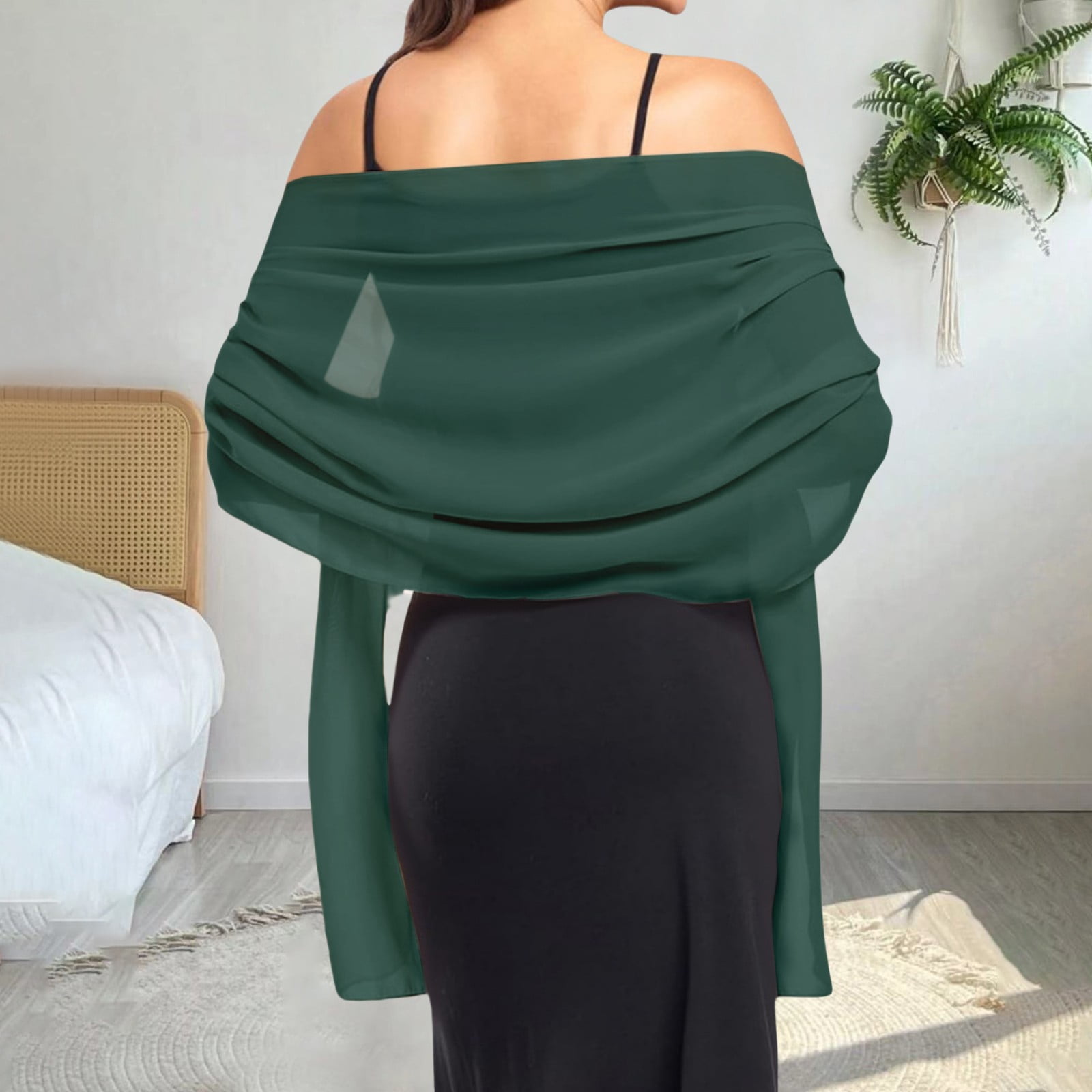 green emerald velvet dress Emerald Green Satin Wedding Shawl Wrap Pashmina Scarf – Central Chic main image 0