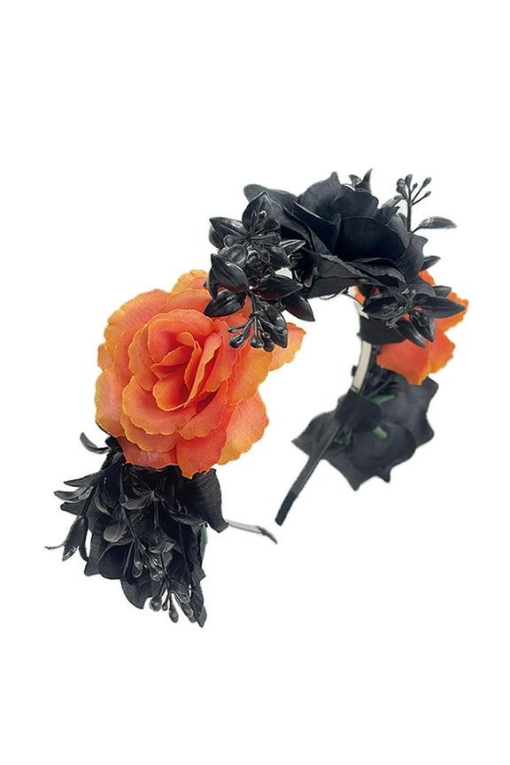Halloween Headband Under $5 Women Rose Flowers Hairband Branch Wedding Wreath Headband Halloween Wedding Festival Headpiece Halloween Party Head Piece Hair Hoop One Size