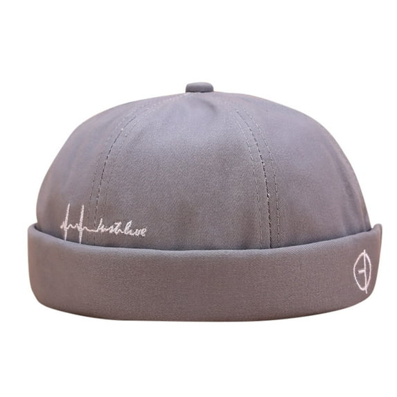 yunLXY Hijab Cap for Women Grey Muslim hat Men Women Hat Cap Casual Docker Sailor Mechanic Brimless Solid Color Hat One Size 1PC