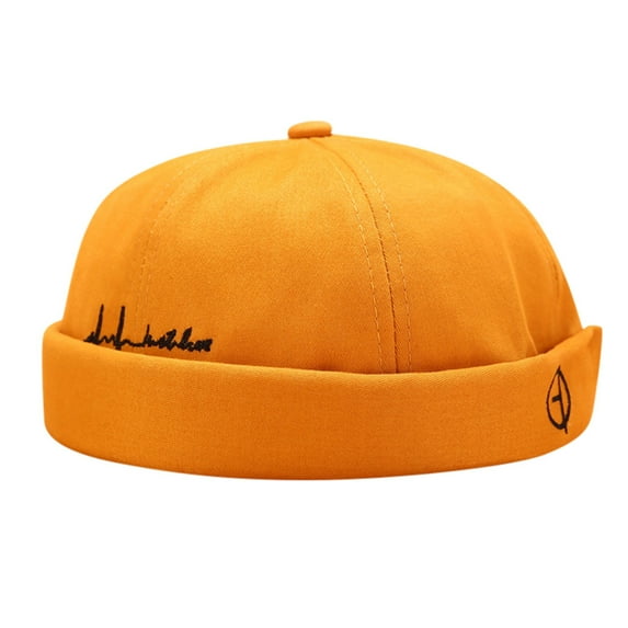 yunLXY Hijab Cap for Women Yellow Muslim hat Men Women Hat Cap Casual Docker Sailor Mechanic Brimless Solid Color Hat One Size 1PC