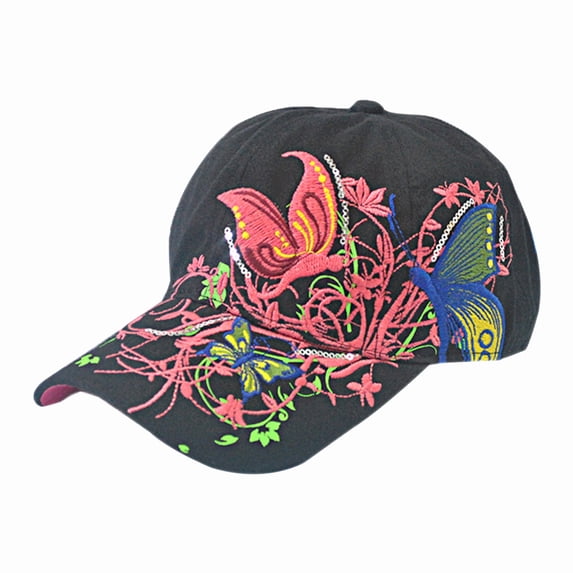 yunLXY Hat Black Women Ladies Butterfly Baseball Cap Hat Sun Hats One Size