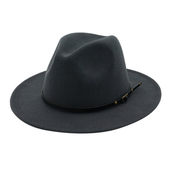 yunLXY Hat Dark Gray Men & Women Vintage Wide Hat with Belt Buckledjustable Outbacks Hats One Size