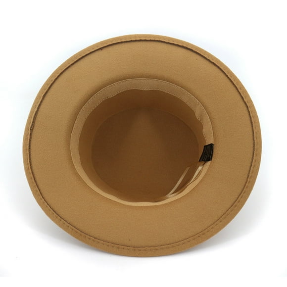 yunLXY Hat Yellow Unisex Wide Brim Wool Belt Felt Flat Top Fedora Hat Party Trilby Hats Cap