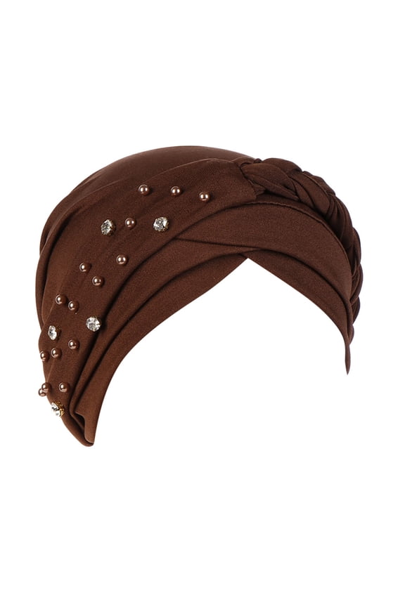 yunLXY Summer Caps Coffee hat Women Beading India Hat Ruffle Cancer Chemo Beanie Turban Wrap Cap One Size 1PC