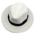 thumbnail image 1 of yunLXY Summer Caps White hat Women Wide Brim Straw Panama Roll up Hat Beach Sun Hat One Size 1PC, 1 of 5