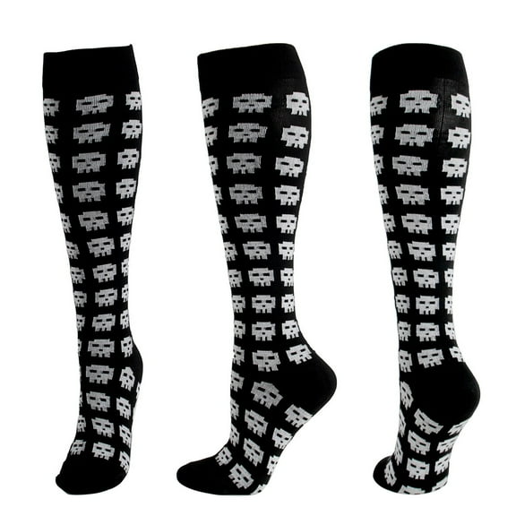 yunLXY Under $5 Black Thigh High Stockings for Women Skeleton Spooky Socks Over Knee Long Socks for Halloween Cosplay S