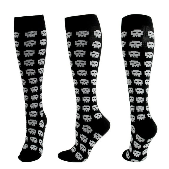 yunLXY Under $5 Black Thigh High Stockings for Women Skeleton Spooky Socks Over Knee Long Socks for Halloween Cosplay S