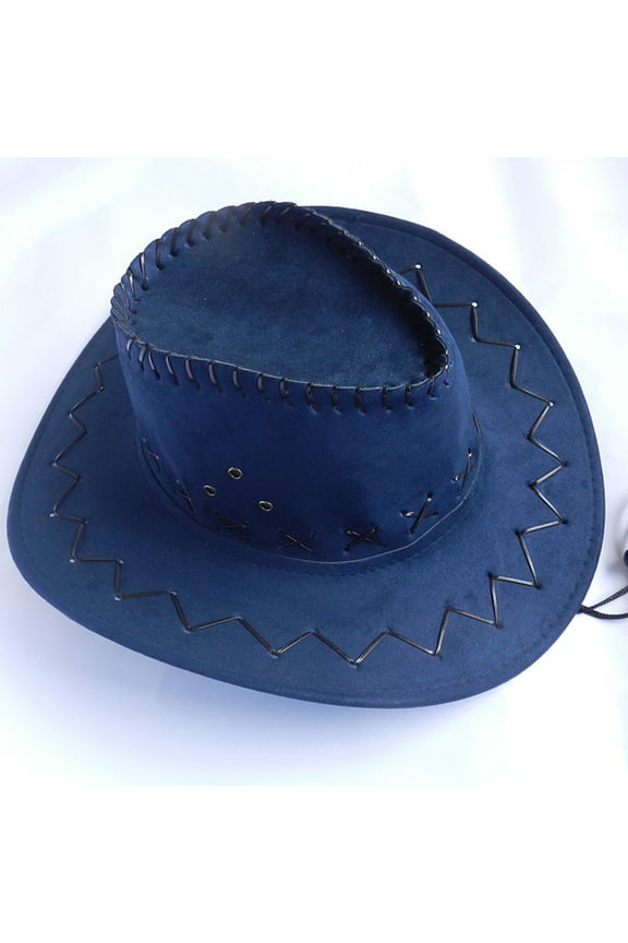 Under $5 Blue Western Cowboy Hat for Women Men Small Short Wide Brim Beach Cowgirls Cattleman Cowboys Hats