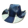 thumbnail image 1 of yunLXY Under $5 Blue Western Cowboy Hat for Women Men Wide Brim Beach Cowgirls Cattleman Cowboys Hats, 1 of 8