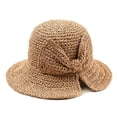 thumbnail image 1 of yunLXY Under $5 Brown Womens Sun Straw Hat Wide Brim Summer Hat Foldable Packable Floppy Beach Hats for Women, 1 of 2