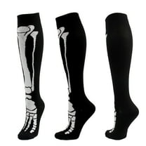 yunLXY Under $5 Gray Thigh High Stockings for Women Skeleton Spooky Socks Over Knee Long Socks for Halloween Cosplay S