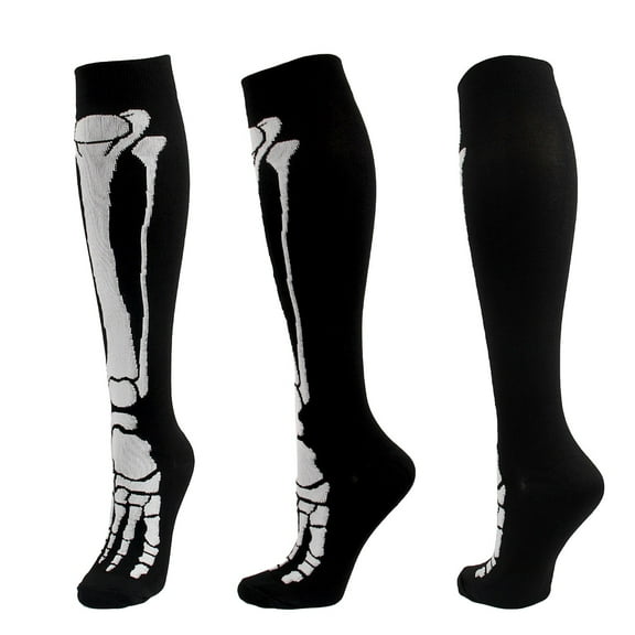 yunLXY Under $5 Gray Thigh High Stockings for Women Skeleton Spooky Socks Over Knee Long Socks for Halloween Cosplay S