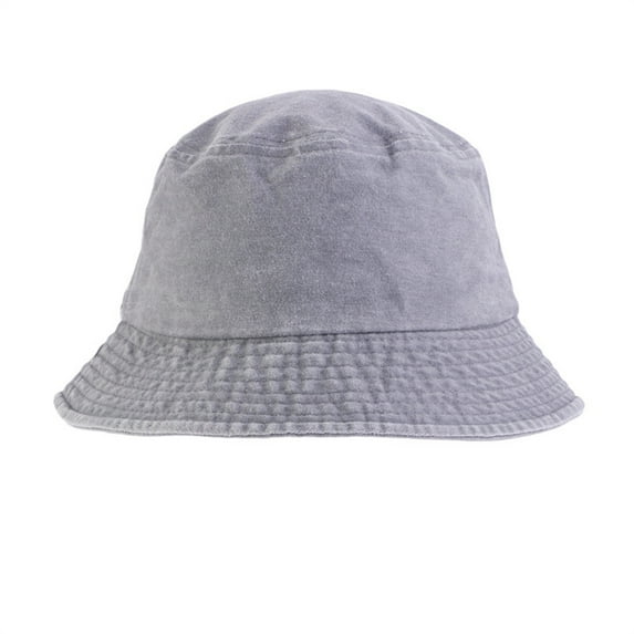 yunLXY Under $5 Gray Unisex Cotton Packable Bucket Hat Sun Hat Unisex Beach Cap for Men Women Kid