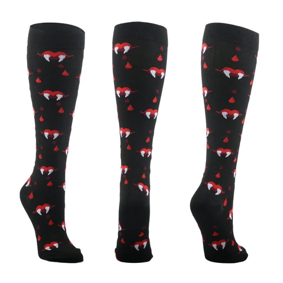 yunLXY Under $5 Pink Halloween Knee High Socks for Men Women Spooky Gifts Patterned Calf Length Socks for Halloween Adult L