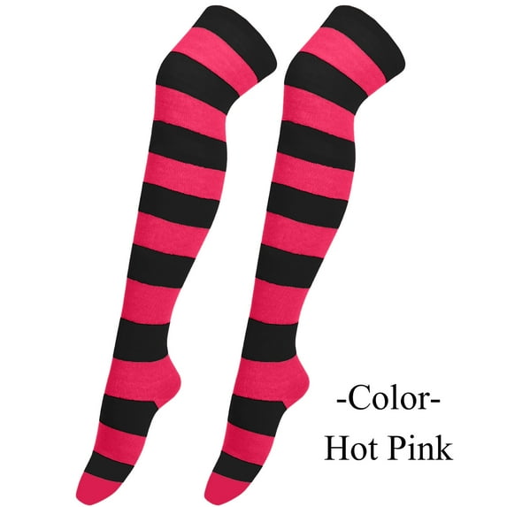yunLXY Under $5 Pink Knee High Socks for Woman Knee Socks for Women Cotton Long Sock Tall Sock Women Halloween Costumes Knee High Stockings One Size