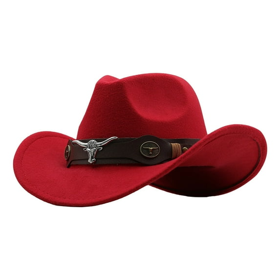 yunLXY Under $5 Red Cowboy Hat Cowgirl Boots Earrings Set Western Earring Felt Fedora Jazz Hat Rodeo Outfit for Women