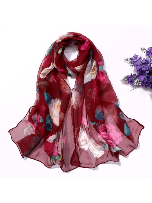 Under $5 Silk Scarf for Women Fashion Scarves Long Lightweight Shawl Wrap