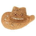 thumbnail image 1 of yunLXY Under $5 Straw Round Up Cowboy Hat – Stylish and Versatile Straw Hat for Men and Women - One Size Coffee, 1 of 3