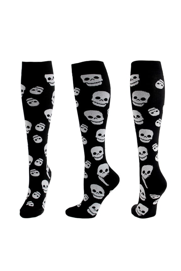 Under $5 White Halloween Knee High Socks for Men Women Spooky Gifts Patterned Calf Length Socks for Halloween Adult L