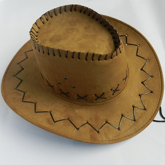 yunLXY Under $5 Yellow Cowboy Hat for Women Men with Shapeable Wide Brim Western Suede Hat for Cowboys and Cowgirls