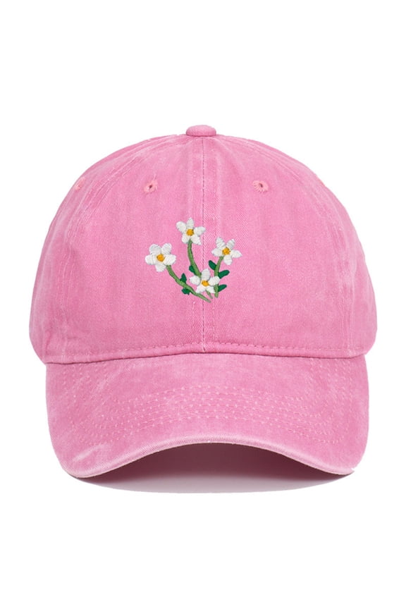 Special Sale yuqude Baseball Caps Under $5 Hand Embroidered Flower Design Baseball Cap Unisex Adjustable Low Profile Outdoor Hat Pink One Size