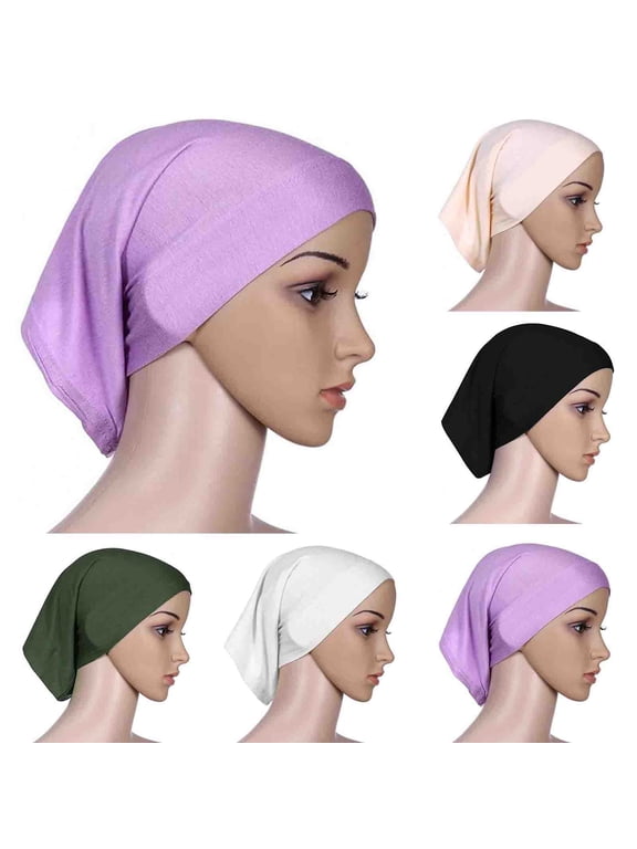 Black Chemo Head Wraps Women Muslim Stretch Turban Hat Sleeping Bonnet PRE-Tied Headwraps for Hair Loss One Size
