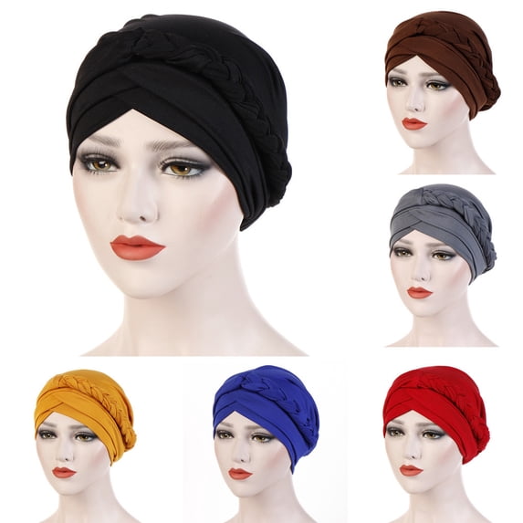 yuqude Coffee Pleated Headwrap Head Cover for Women Turban Wrap Cap Knotted Hairwraps Headwraps Ribbed Turban Stretch Jersey Head Scarf Chemo Cancer Cap One Size
