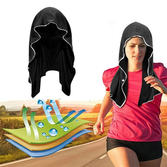 yuqude Hair Accessories for Women Thick Microfiber Sports Towel Quick Dry Absorbent Headwrap for Fitness Yoga Outdoor Activities Black,One Size