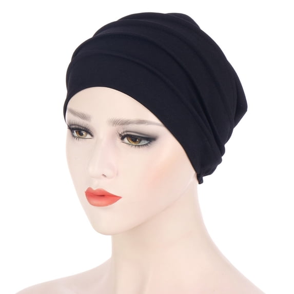 yuqude Hijab Hat for Women Women Braid Turban Hat Soft Head Scarf for Sleep Hair Care & Daily Wear Black,One Size